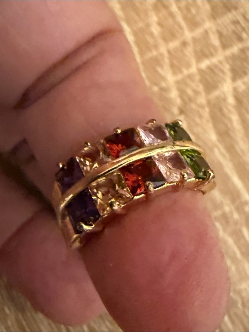 Multi-Gemstone Gold Band Ring - Colorful Women’s Fashion Jewelry